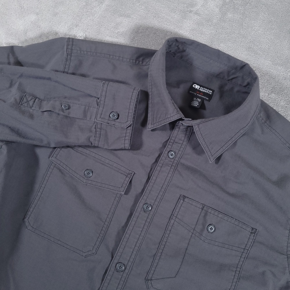 Outdoor Research Shirt Mens XL Gray Chehalis Long Sleeve Button Up‎ Ripstop Work